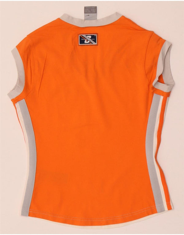 Nike Womens Cor72z Graphic T-Shirt Top UK 12 Medium Orange Cotton