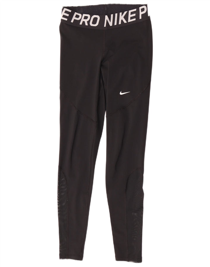 Nike Dame Dri Fit Grafiske Leggings UK 14 Medium Sort