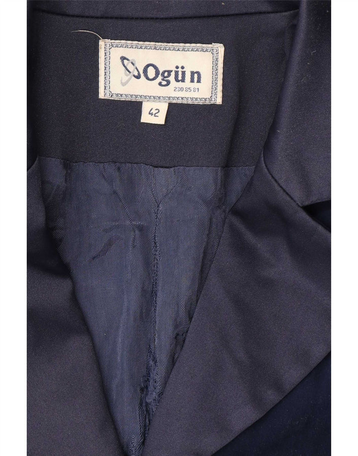 Vintage Dame Longline 4-knaps blazerjakke IT 42 Medium Navy Blue