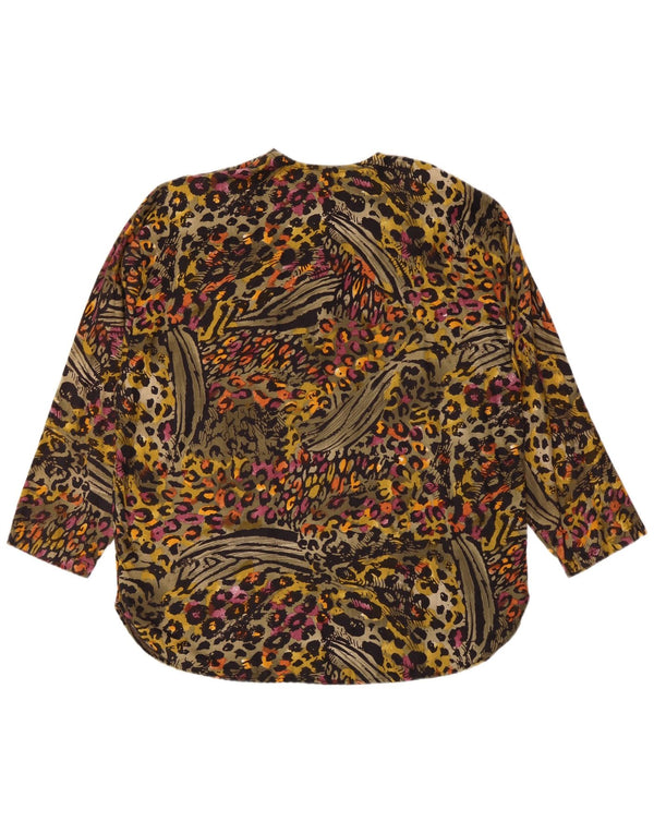 Vintage Dame Top Langærmet UK 20 2XL Multifarvet Animal Print Viscose