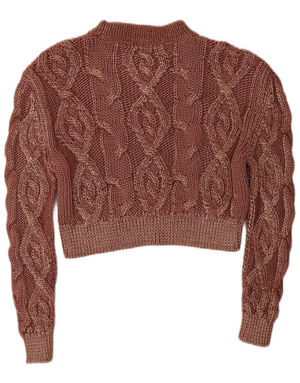 Zara Dame 3/4 ærmer Crop Rundhals sweater UK 10 Small Pink