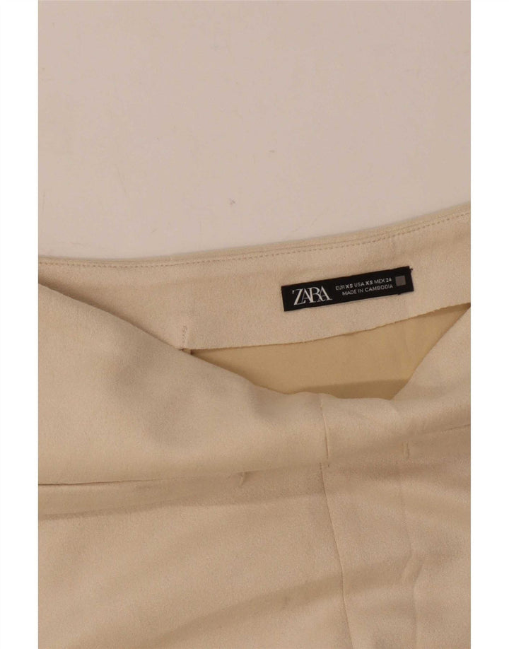 Zara Dame Ruskind Mini Nederdel XS W24 Beige