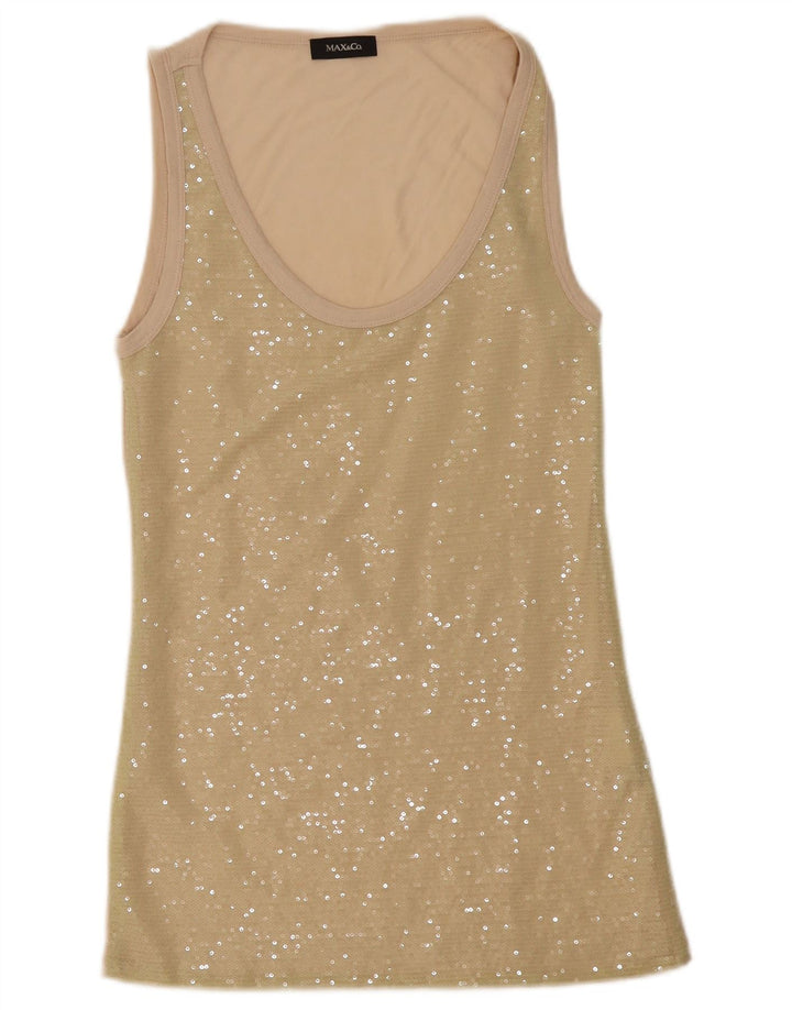 Max & Co. Dame ærmeløs tunikakjole UK 8 Small Beige Flecked