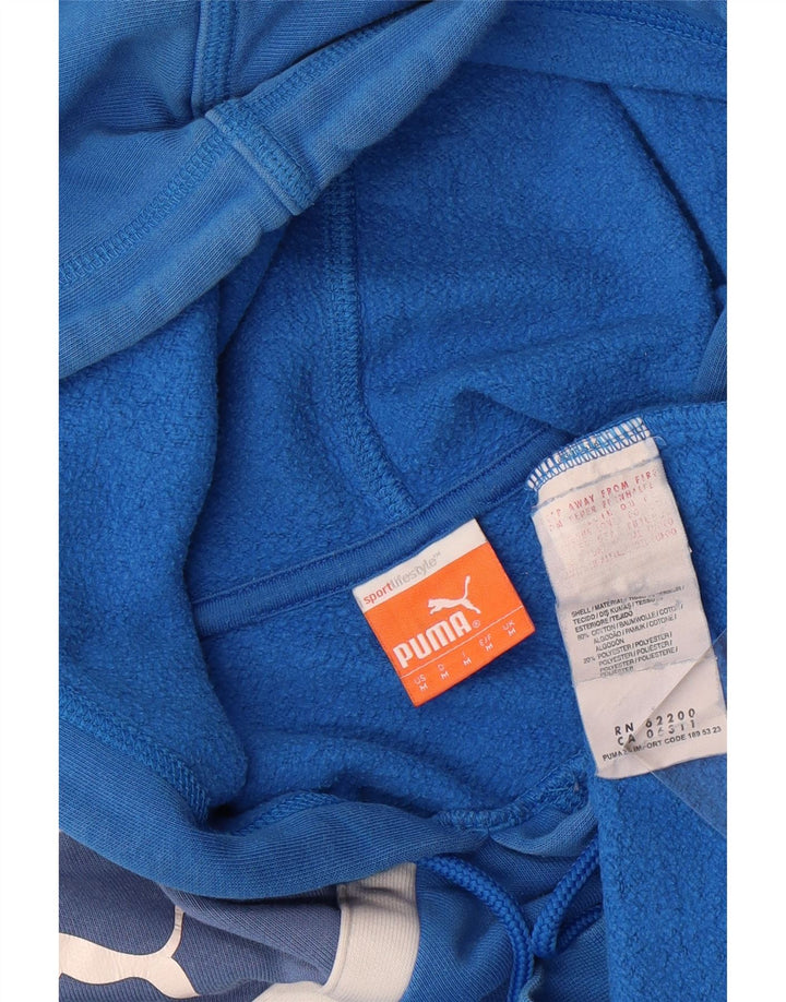 PUMA Mens Graphic Hoodie Jumper Medium Blue Cotton