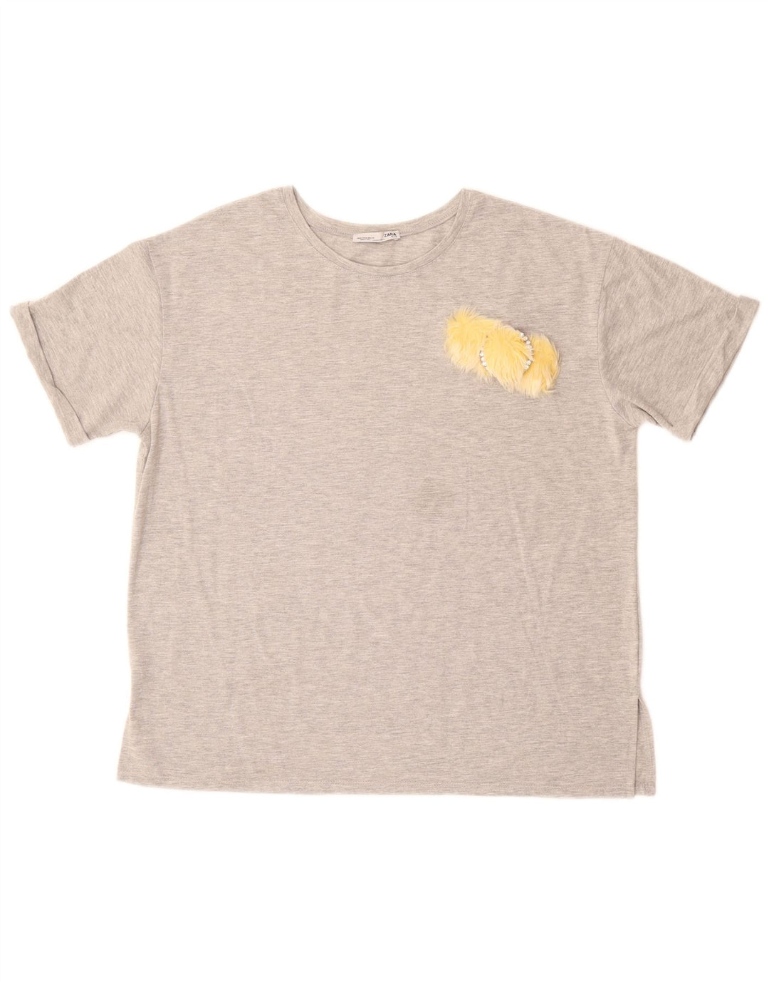 ZARA Womens T-Shirt Top UK 18 XL Grey Flecked