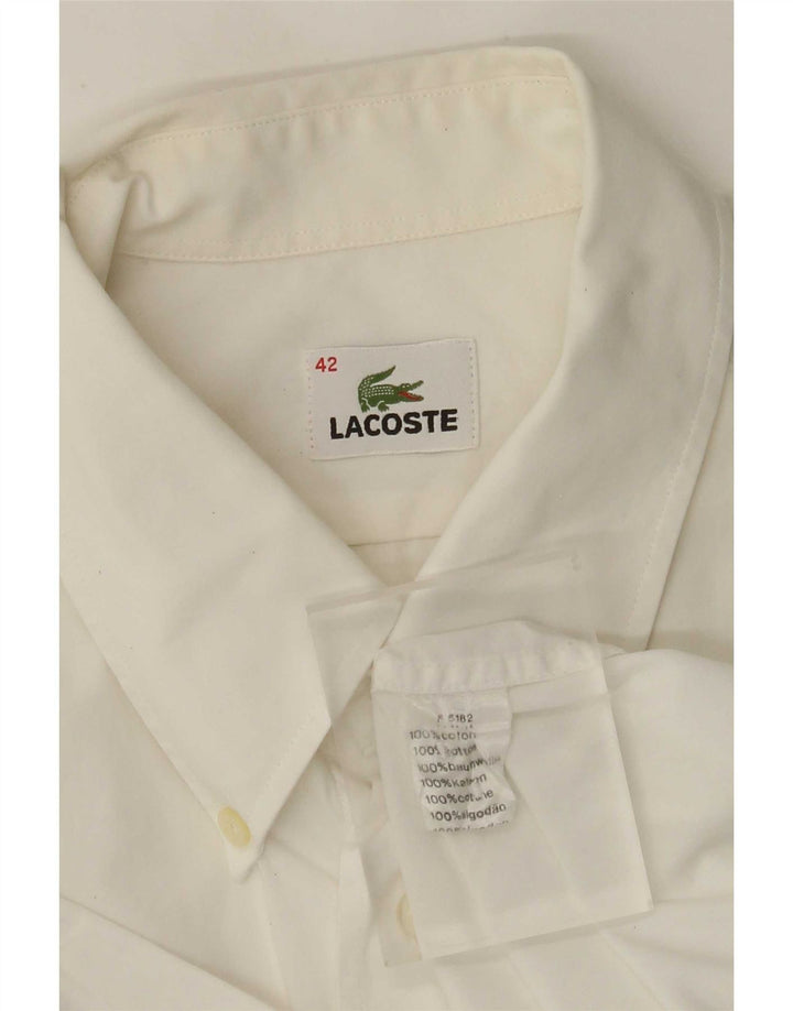 Lacoste Kortærmet Herreskjorte Størrelse 42 Stor Hvid Bomuld