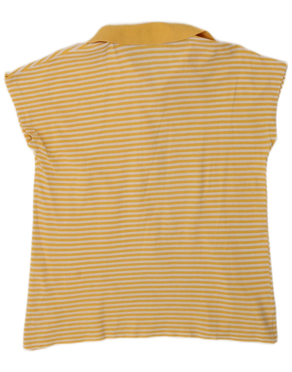 Lacoste Dame Polo Shirt Størrelse 46 XL Gul Stribet Bomuld