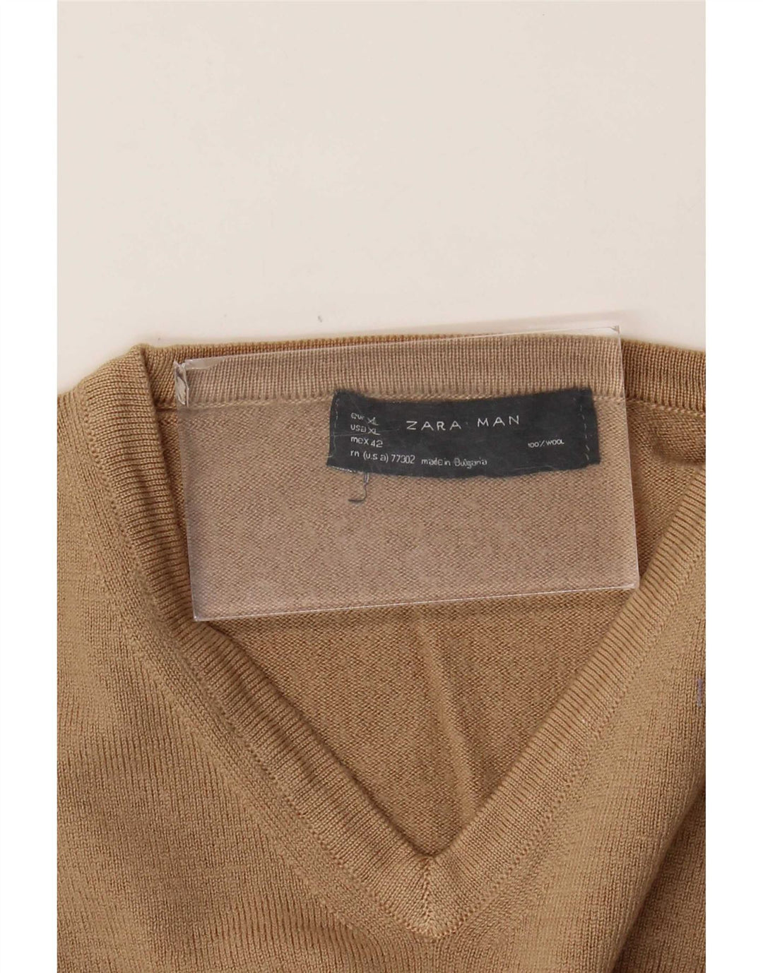 Zara Herre V-hals sweater XL Brun Uld