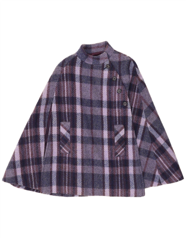 Jimmy Hourihan Boru Poncho frakke til kvinder One Size Lilla ternet uld