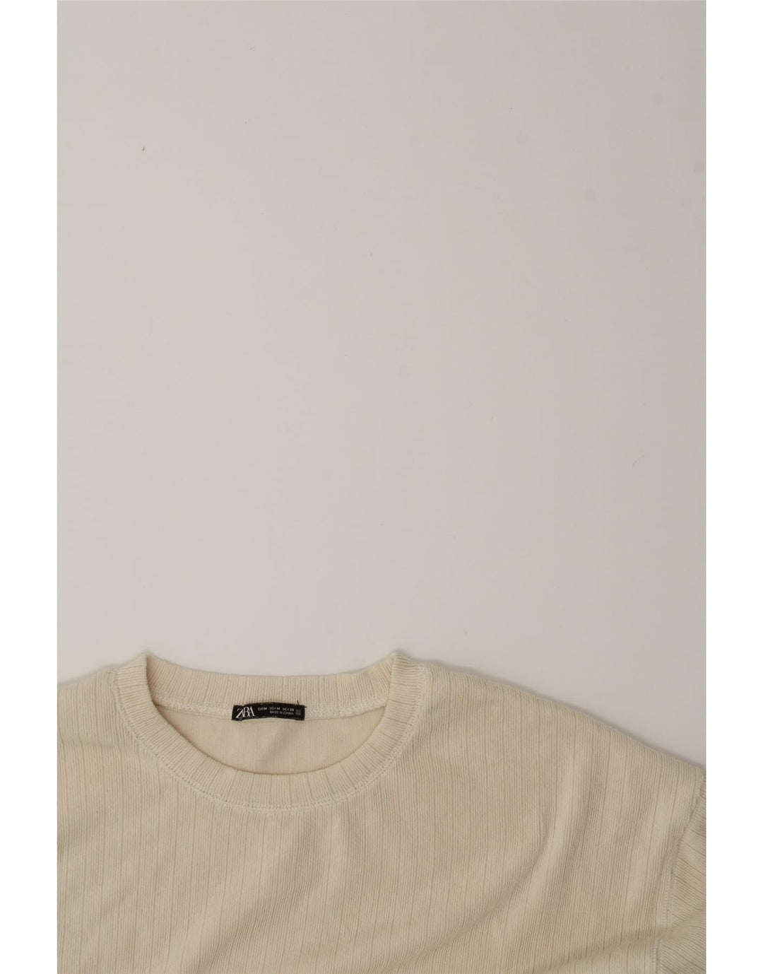 ZARA Womens Oversized Top Long Sleeve UK 14 Medium Beige Striped Vintage Zara and Second-Hand Zara from Messina Hembry 