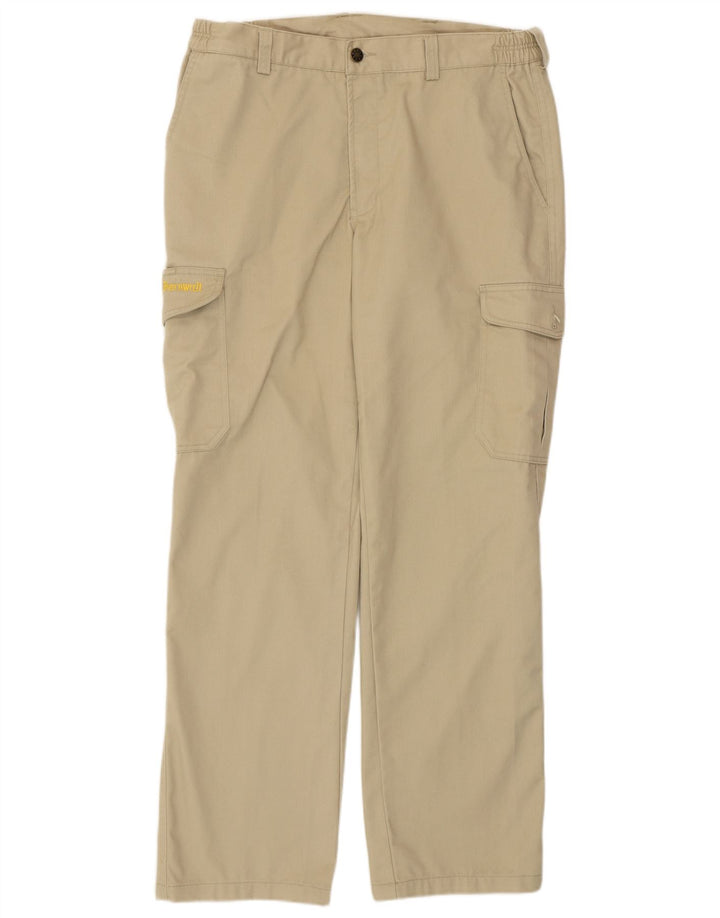 VINTAGE Straight Cargo Bukser til mænd IT 50 Large W34 L31 Beige Polyester