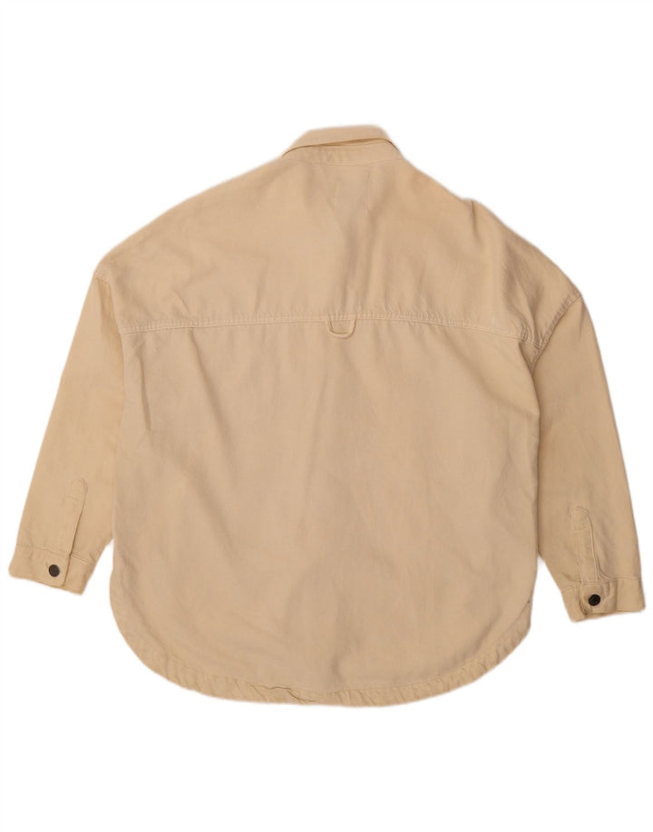 Zara Dame Oversized Denim Shirt UK 14 Medium Off White Bomuld