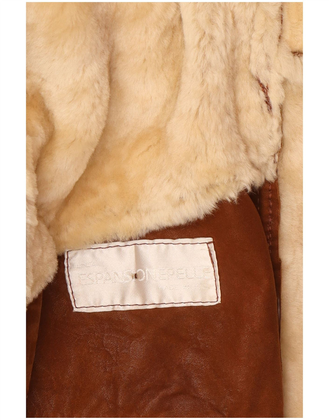Vintage Dame Oversized Shearling Jacket US 8 Medium Brown Læder