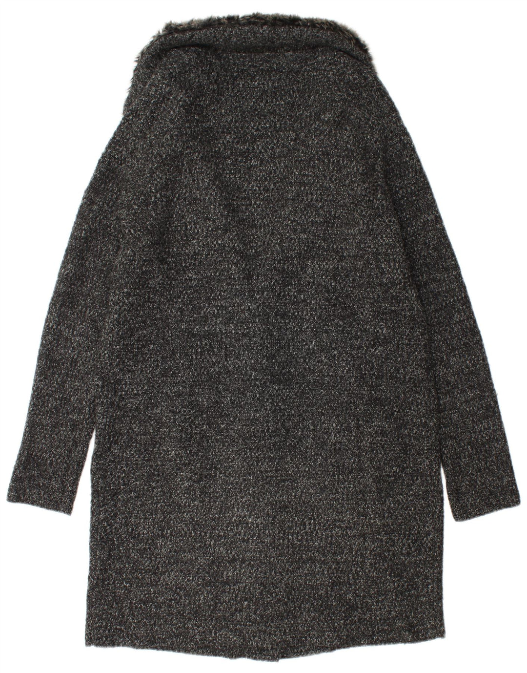 Zara Dame Oversized Knit Overcoat UK 10 Small Black Flecked Acryl