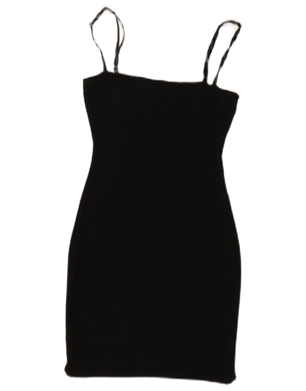 Zara Womens Sleeveless Bodycon Dress UK 12 Medium Black Bomuld