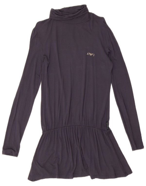 Armani Jeans Dame Langærmet Drop Waist Dress EU 42 Large Navy Blue