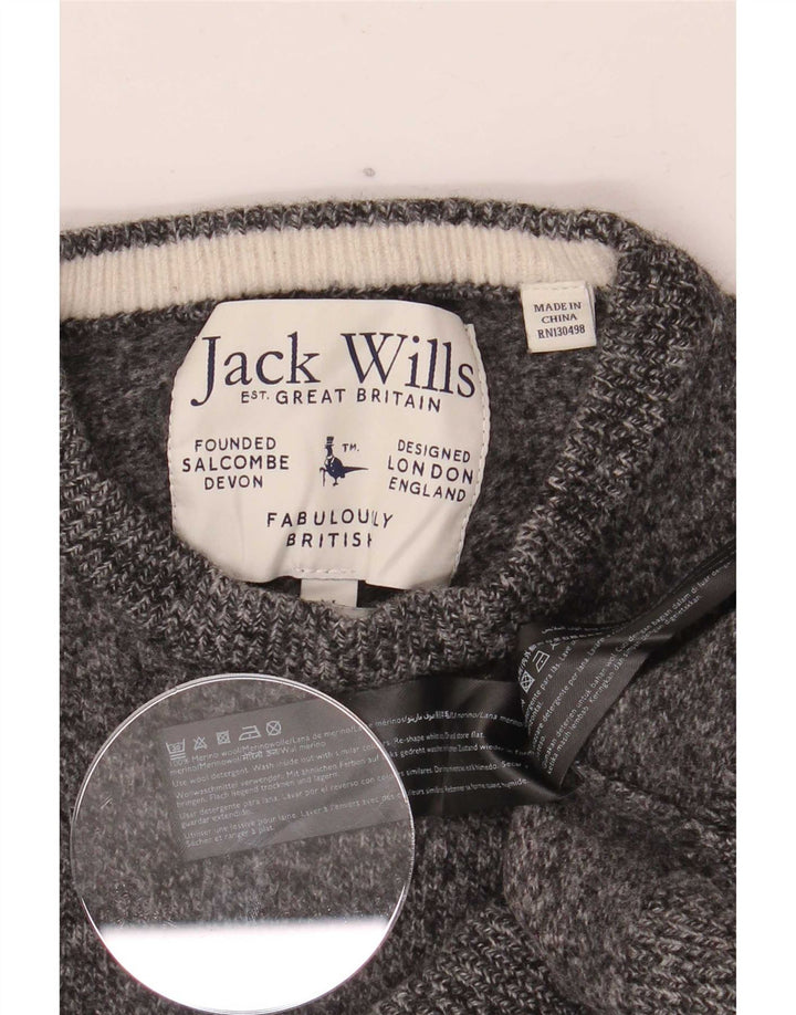 Jack Wills Dame sweater med rund hals, UK 12 Medium Grey Flecked