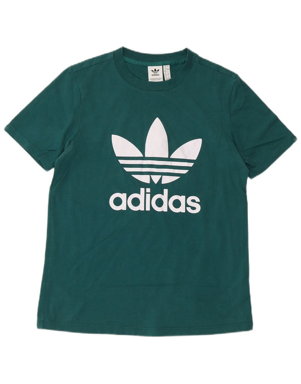ADIDAS Grafisk T-shirt top til kvinder UK 12 Medium Grøn Bomuld