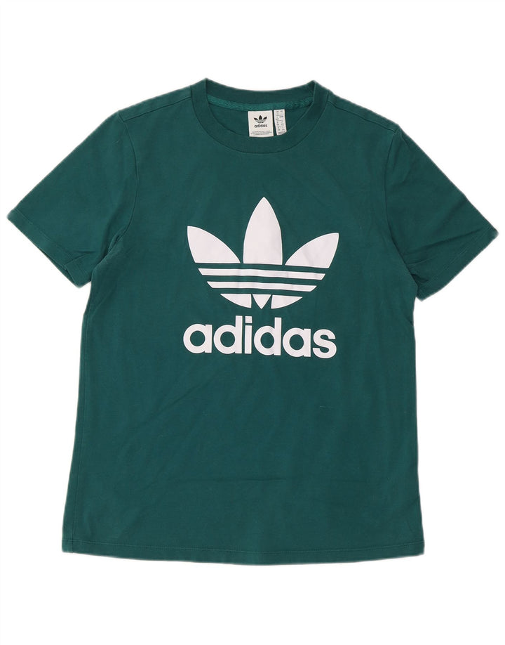 ADIDAS Grafisk T-shirt top til kvinder UK 12 Medium Grøn Bomuld