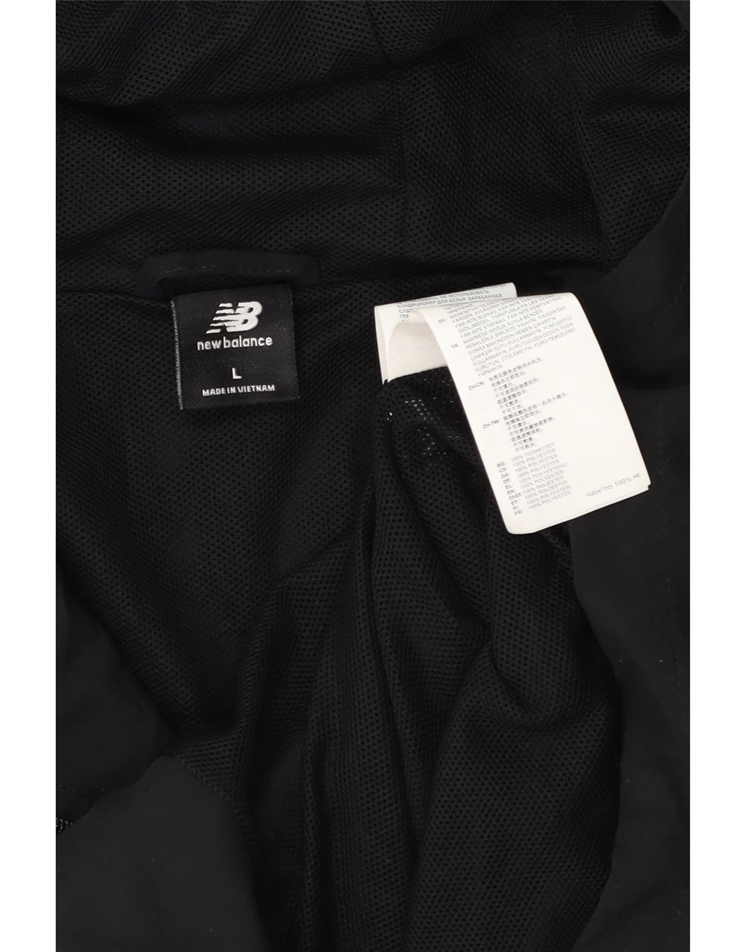 New Balance Herre grafisk regnjakke med hætte UK 40 Stor sort polyester