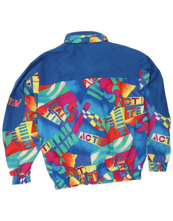 Aktiv Herre grafisk hættebomberjakke UK 40 Large Blue Colourblock