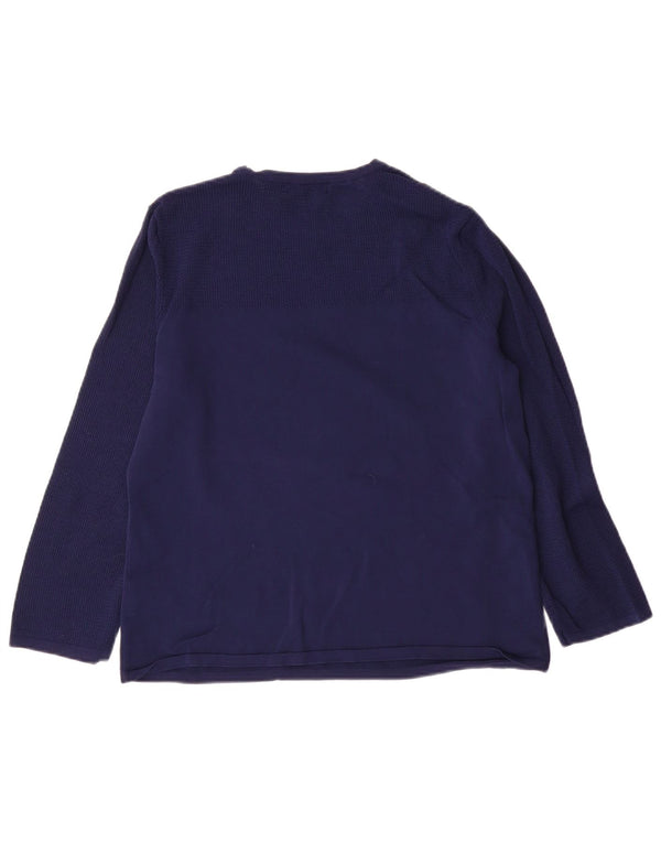 RALPH LAUREN Dame Top Langærmet UK 18 XL Navy Blue Viscose