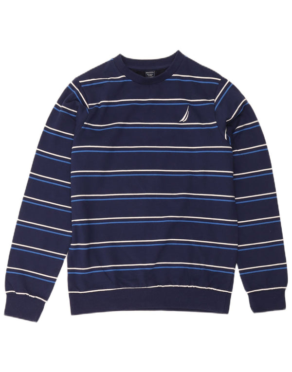Nautica Boys Sweatshirt Jumper 13-14 år Marineblå stribet bomuld