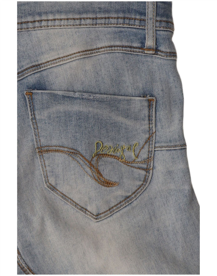 Desigual Dame Grafisk Mini Denim Nederdel W30 Medium Blue Floral