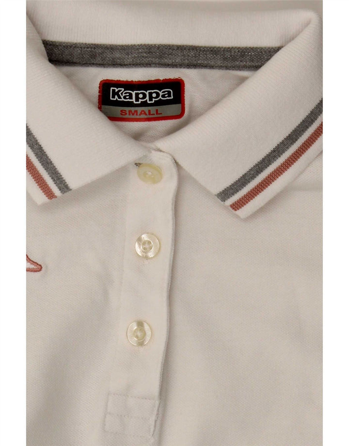 Kappa Dame Polo Shirt UK 10 Small White Bomuld