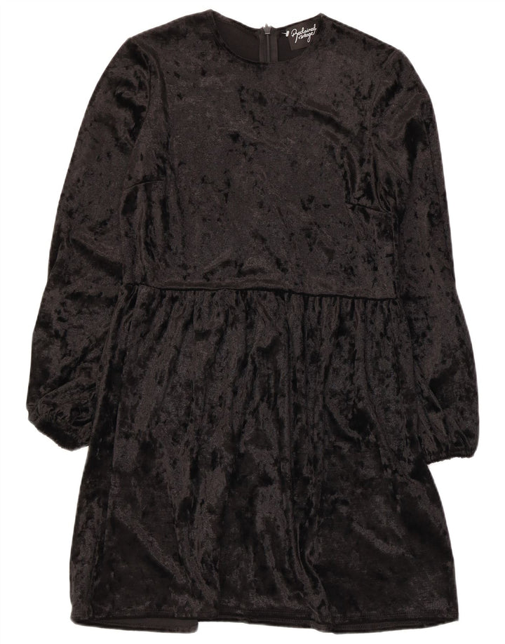 Asos Dame Langærmet A-Line Kjole UK 8 Small Black Polyester