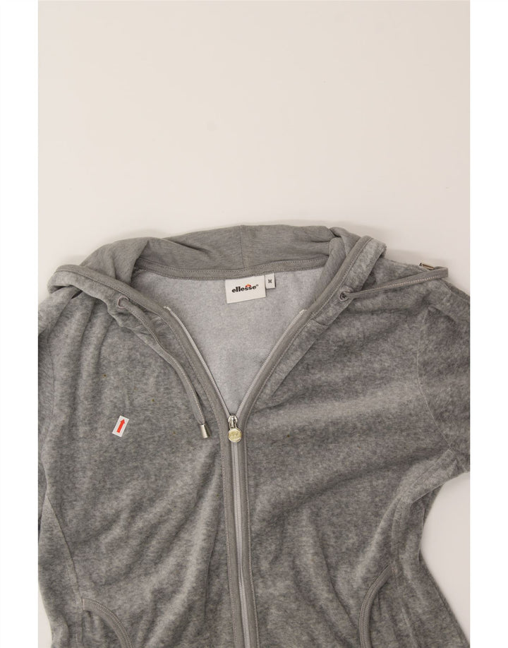 ELLESSE Womens Zip Hoodie Sweater UK 14 Medium Grey Cotton Vintage Ellesse and Second-Hand Ellesse from Messina Hembry 