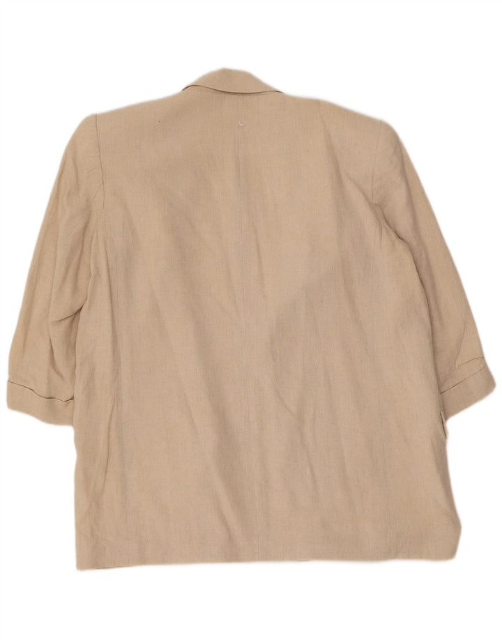 Zara Dame 3/4 ærmet åben blazerjakke UK 16 Stor beige hør