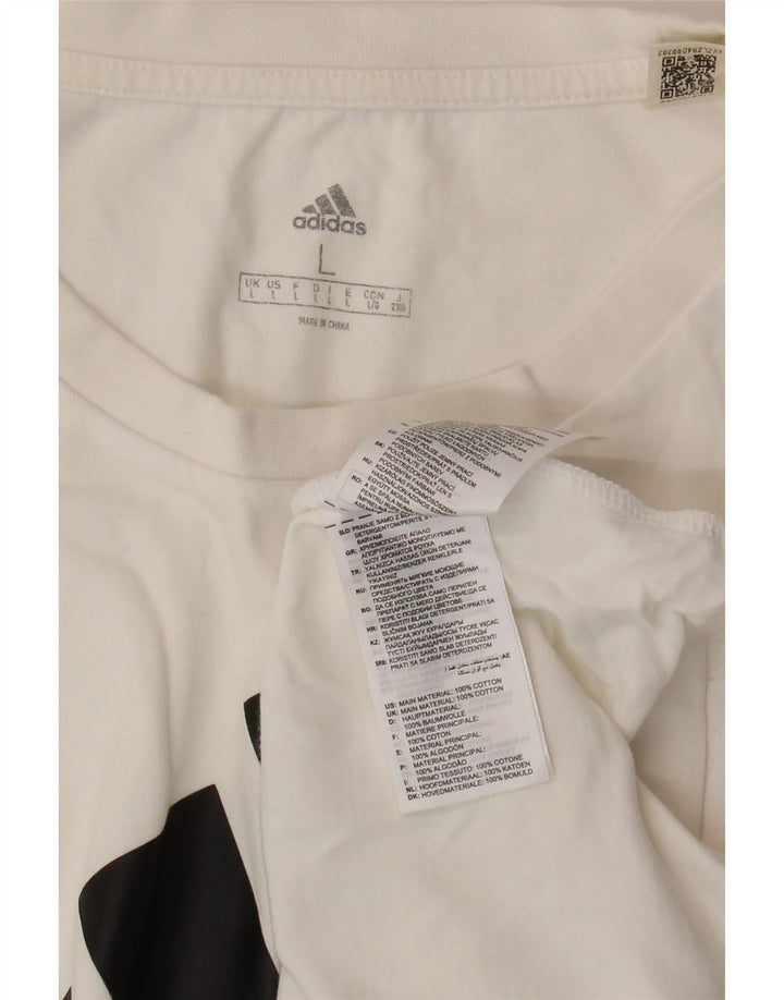 Adidas Kvinder Grafisk Vest Top UK 16 Stor Hvid Bomuld