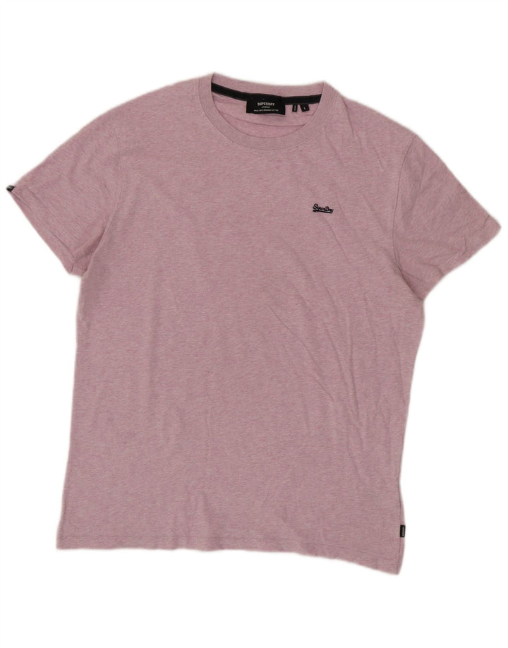 SUPERDRY Herre T-shirt Top Stor Pink Flecked Bomuld