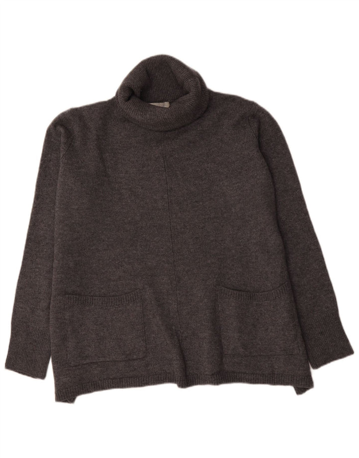 White Label Dame Oversized Roll Neck Jumper Sweater UK 16 Large Grey