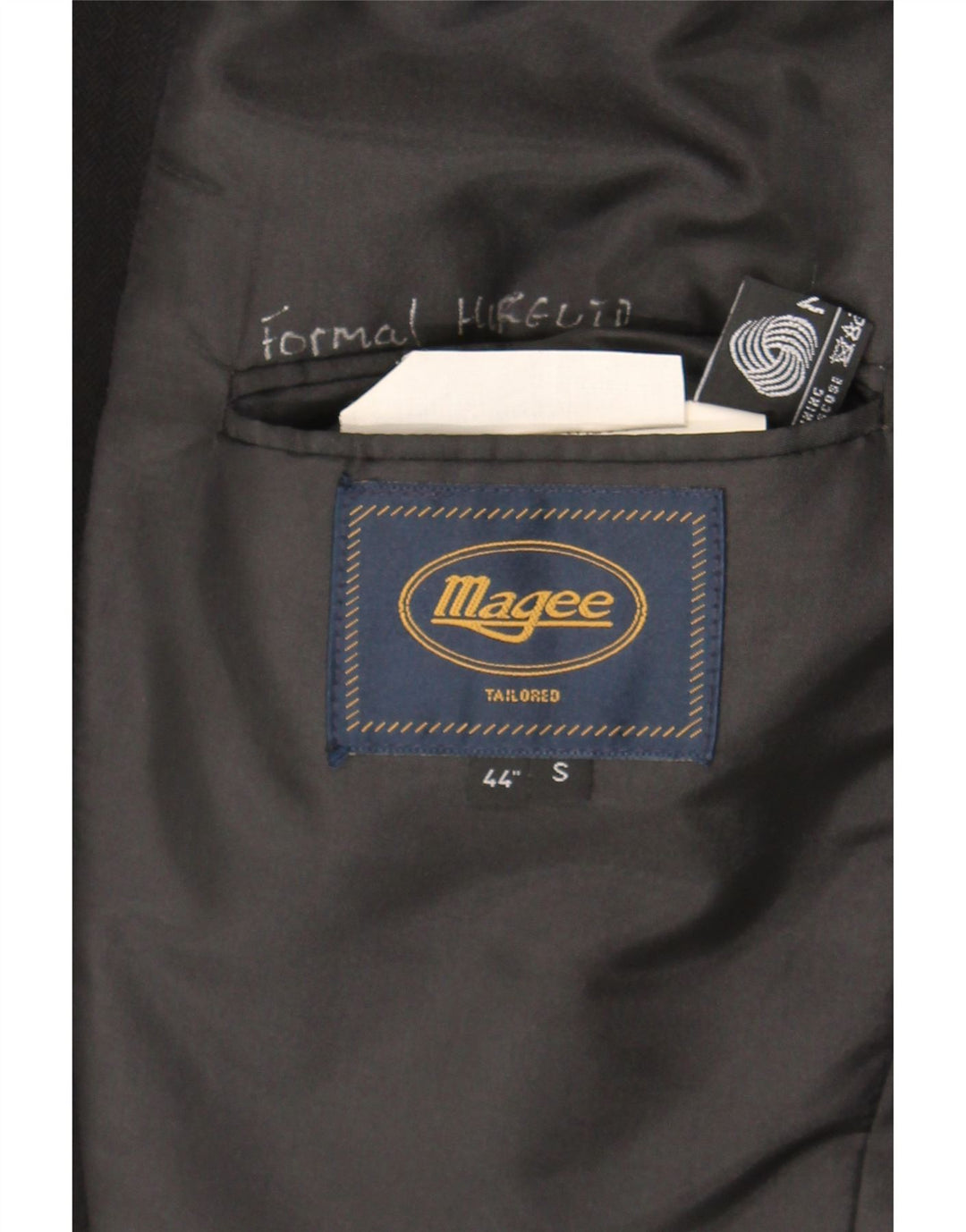 MAGEE Mens Tailored Overcoat UK 36 Small Black Wool Vintage Magee and Second-Hand Magee from Messina Hembry 