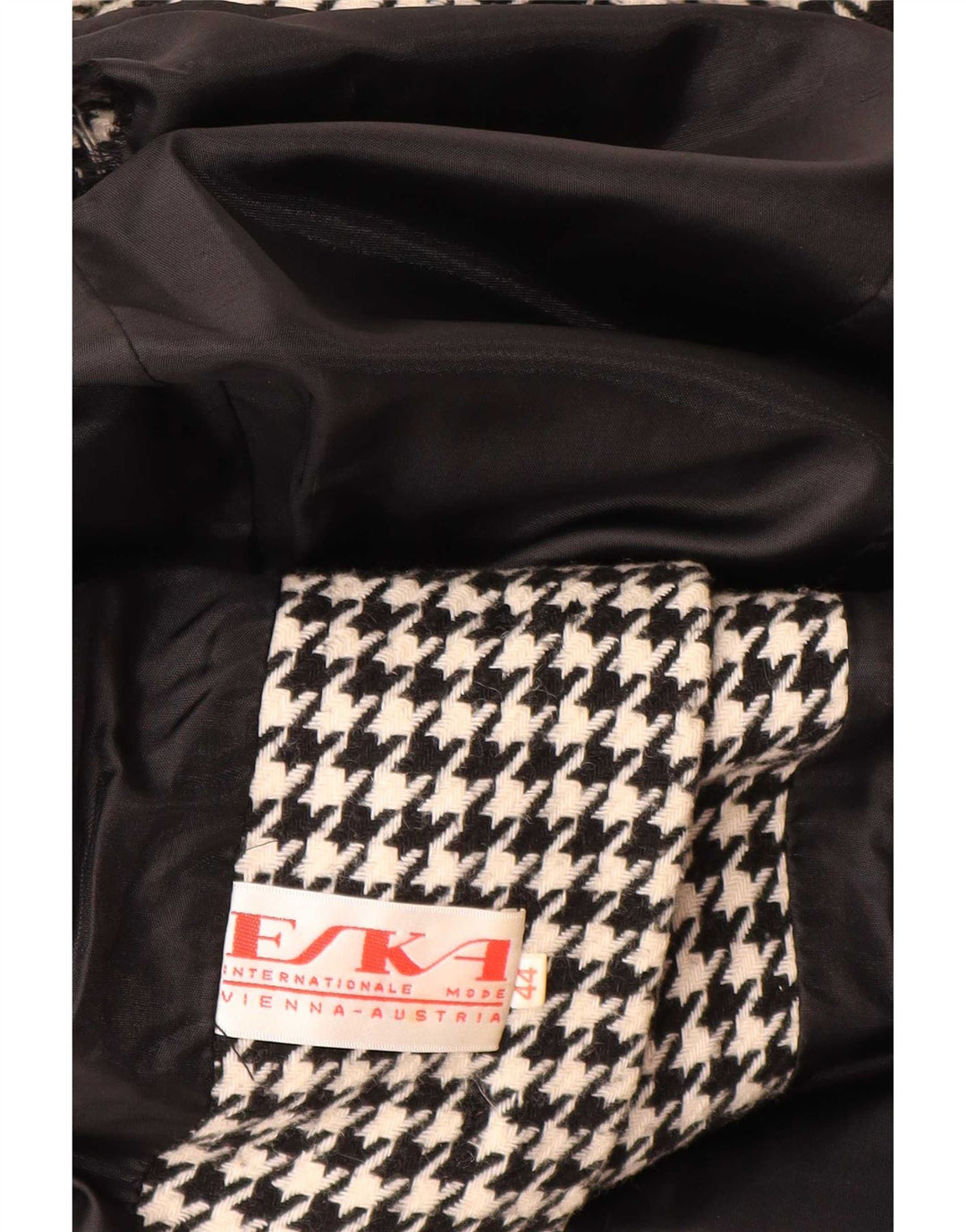 Vintage 3-knaps blazerjakke til kvinder EU 44 XL Sort Houndstooth