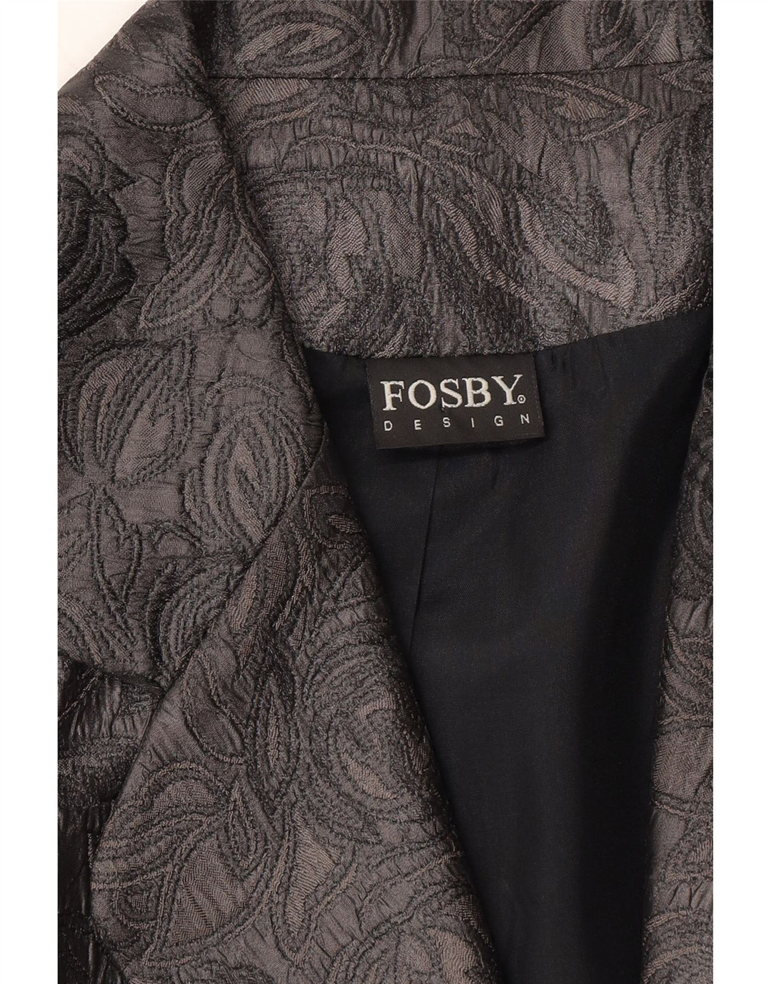 VINTAGE Womens 1 Button Blazer Jacket UK 16 Large Black Floral Rayon Vintage Vintage and Second-Hand Vintage from Messina Hembry 