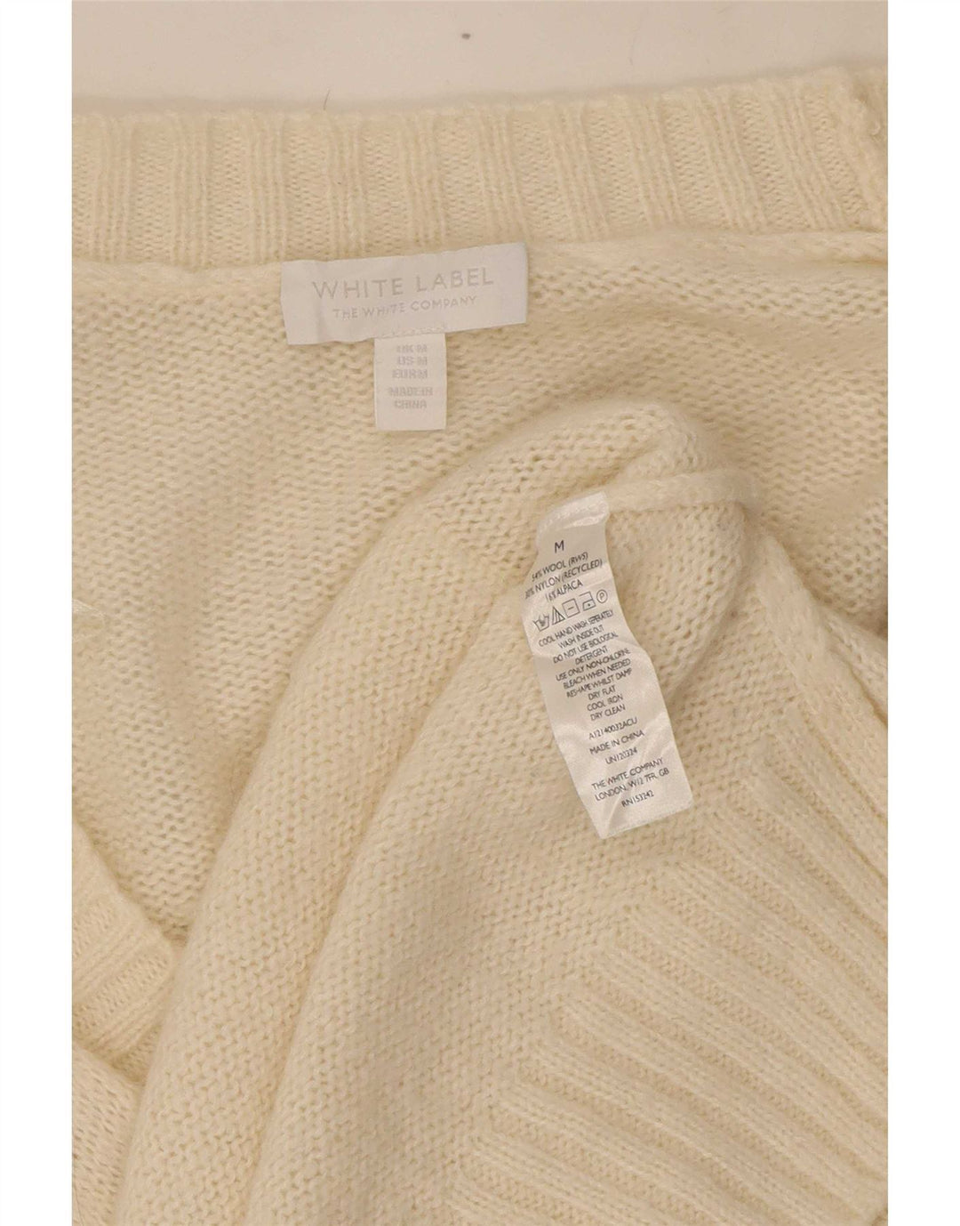 The White Company Womens Label Cardigan Sweater UK 14 Medium Off Wool