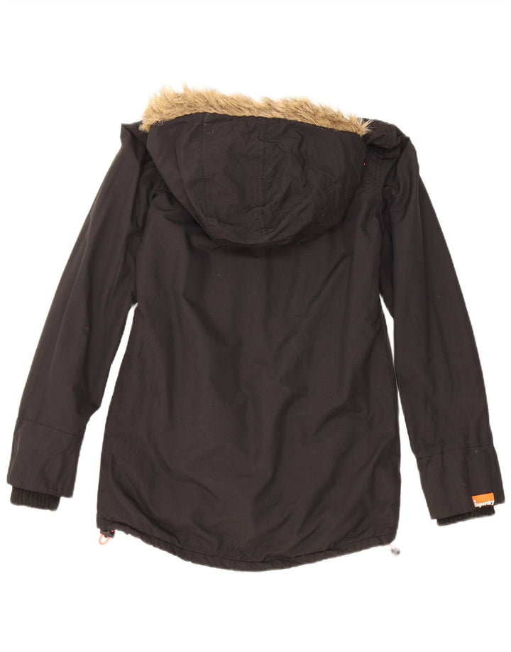 Superdry Parkajakke med hætte til kvinder UK 6 XS sort polyester