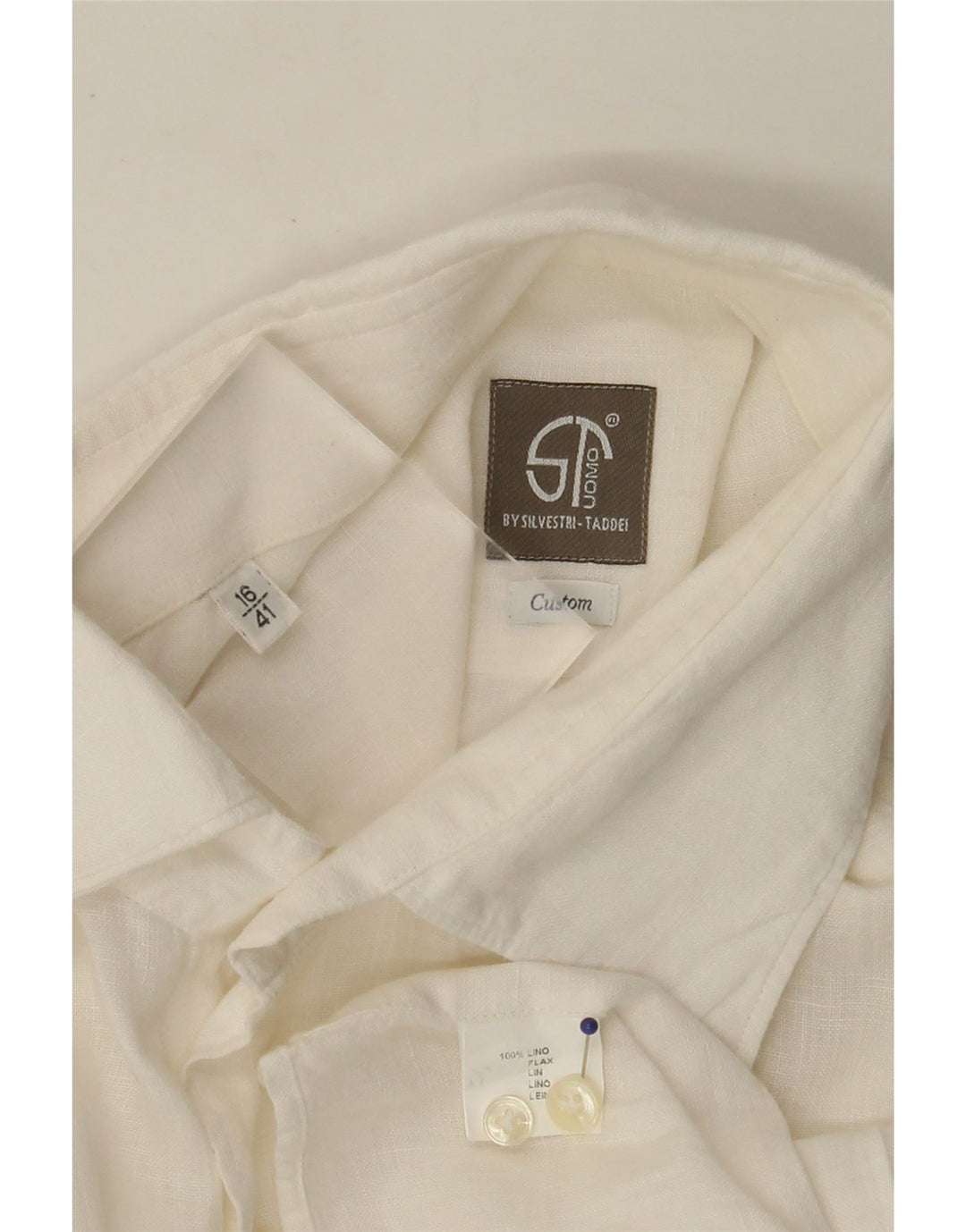 SILVESTRI -TEDDEI Herre Custom Fit skjorte str. 16 41 Large White Linen