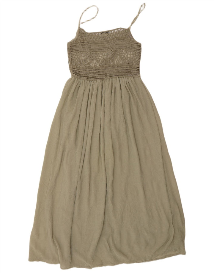 Zara Dame Maxi Sundress UK 8 Small Khaki Polyester