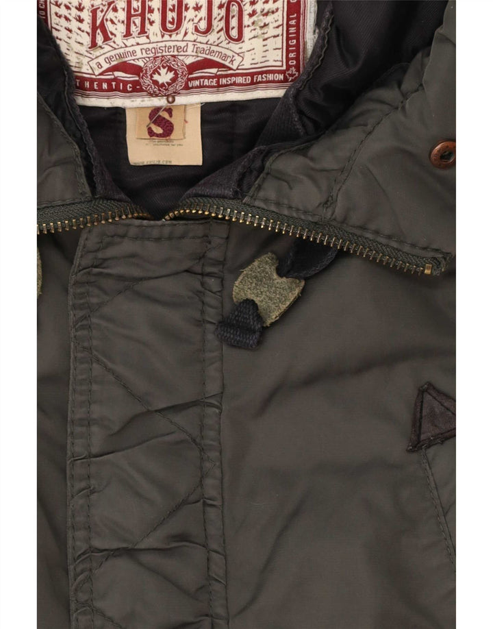 KHUJO Herre Hooded Parka Jacket UK 36 Small Green Polyester