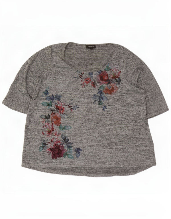 Marks & Spencer Womens Autograph Graphic Top 3/4 ærme UK 26 5XL Grå
