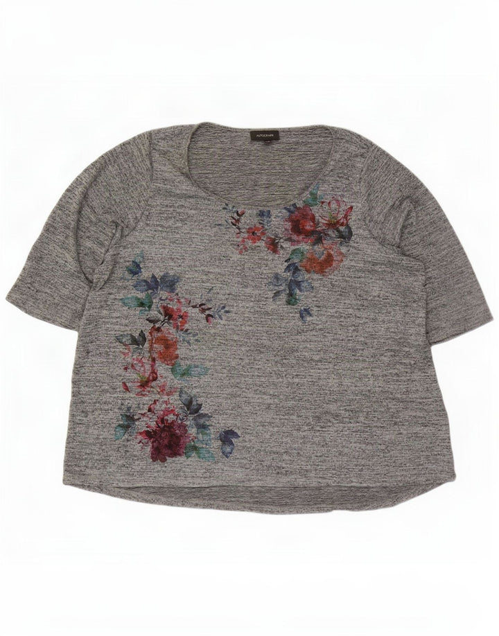 Marks & Spencer Womens Autograph Graphic Top 3/4 ærme UK 26 5XL Grå