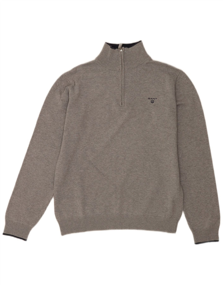 Gant Herre Zip Neck Jumper Sweater Stor Grå Bomuld