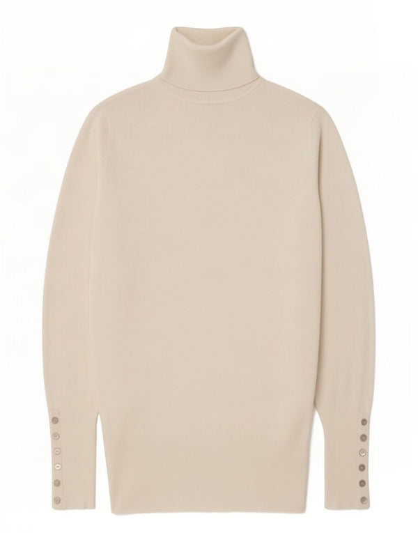 Zara Dame Roll Neck Jumper Sweater UK 16 Large White Rayon