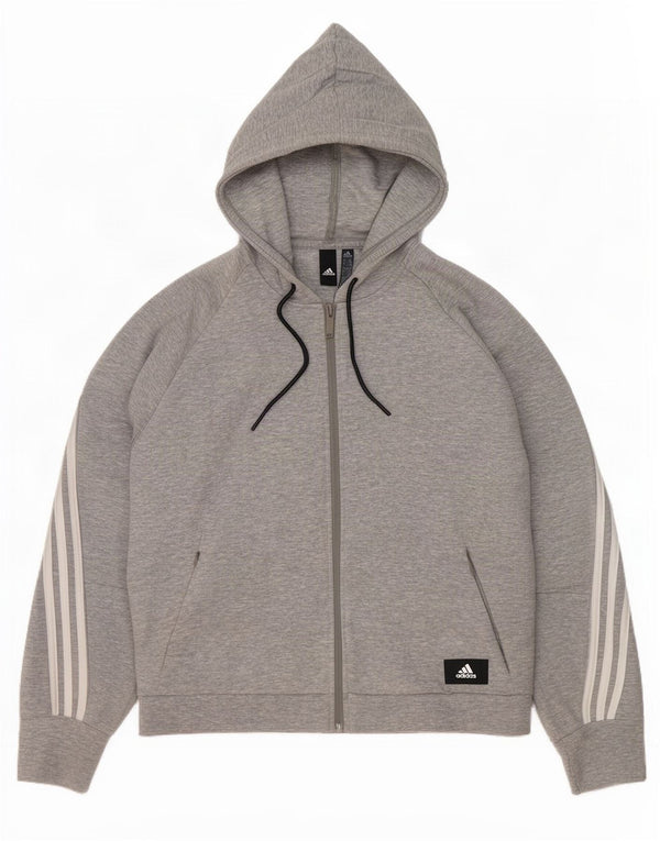 Adidas hættetrøje med lynlås til kvinder UK 20/22 XL Grå bomuld