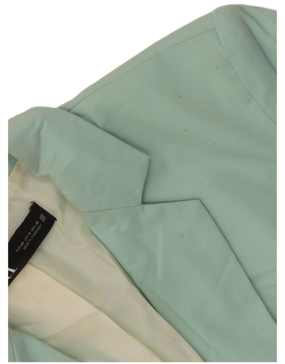 Zara Dame 1-knaps blazerjakke EU 40 mellemgrøn polyester