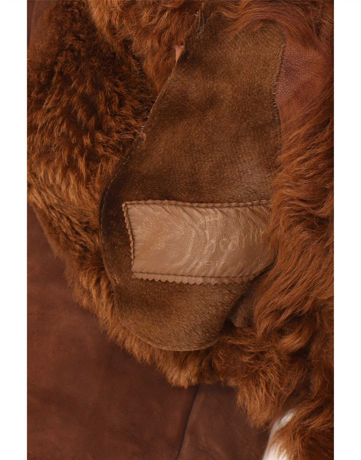 Vintage Dame Shearling Coat UK 14 Medium Brown